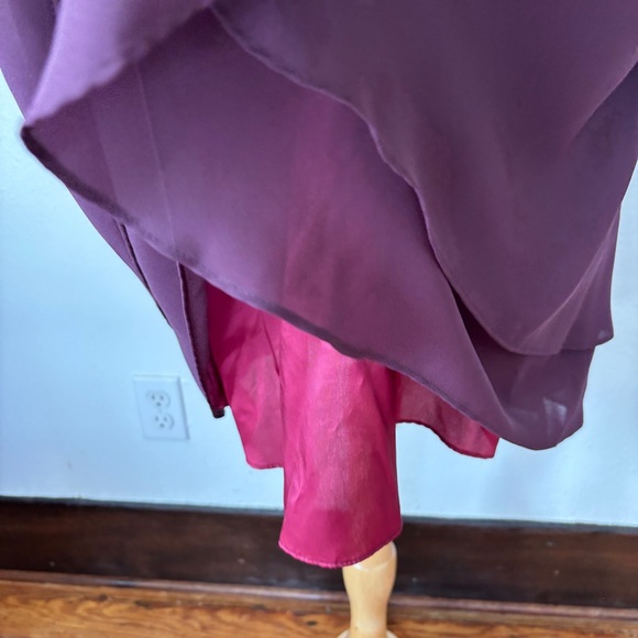 Vintage 90s Dark Purple Metallic Babydoll Sleeveless Cocktail Dress - Picture 7 of 13